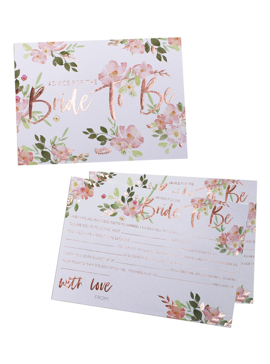 Floral Hen Party 10 Pack Bride to Be Advice Cards – Main Image