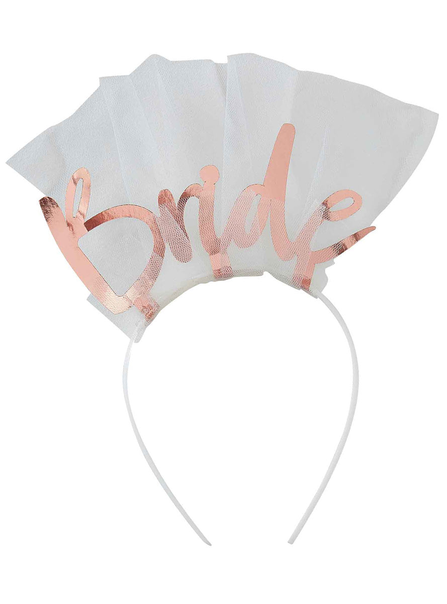 Floral Hen Party Rose Gold Bride Headband – Alternative Image