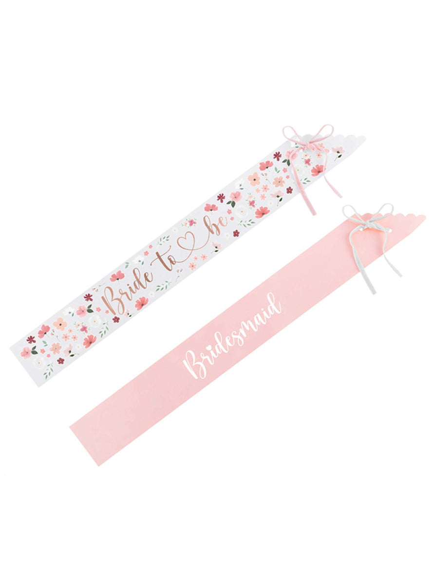 Floral Party 6 Pack Bride To Be and Bridesmaid Hens Party Sashes - Main Image