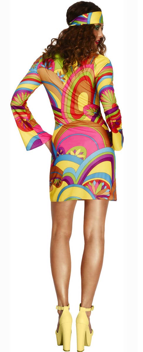 Flower Power Womens Sexy Hippie Go Go Dancer 60s  Costume - Alternative Back Image 