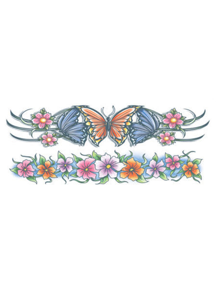 Flowers And Butterflies Arm Band Temporary Tattoos