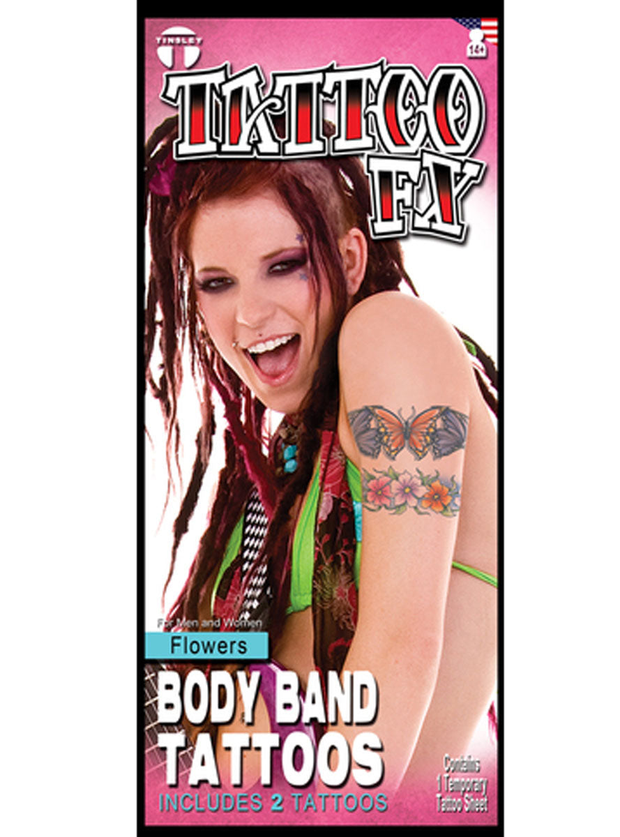 Flowers And Butterflies Arm Band Temporary Tattoos Packaging Image