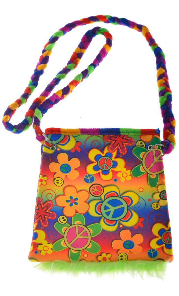 Flower Power 1970s Rainbow Hippie Costume Shoulder  Bag