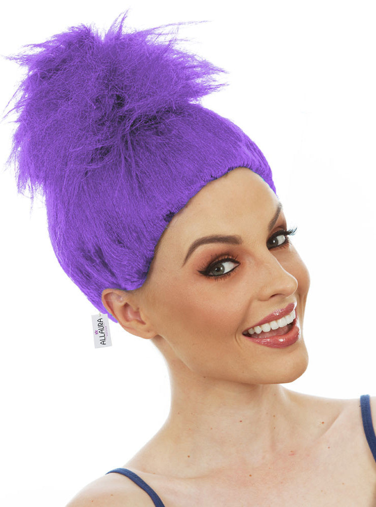 Fluffy Purple Troll Womens Costume Wig - Main Image