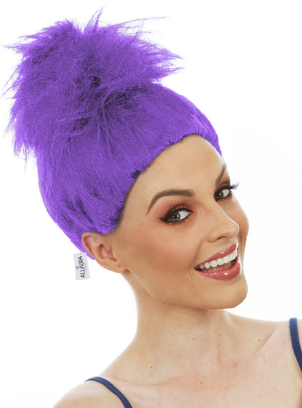 Fluffy Purple Troll Womens Costume Wig - Main Image