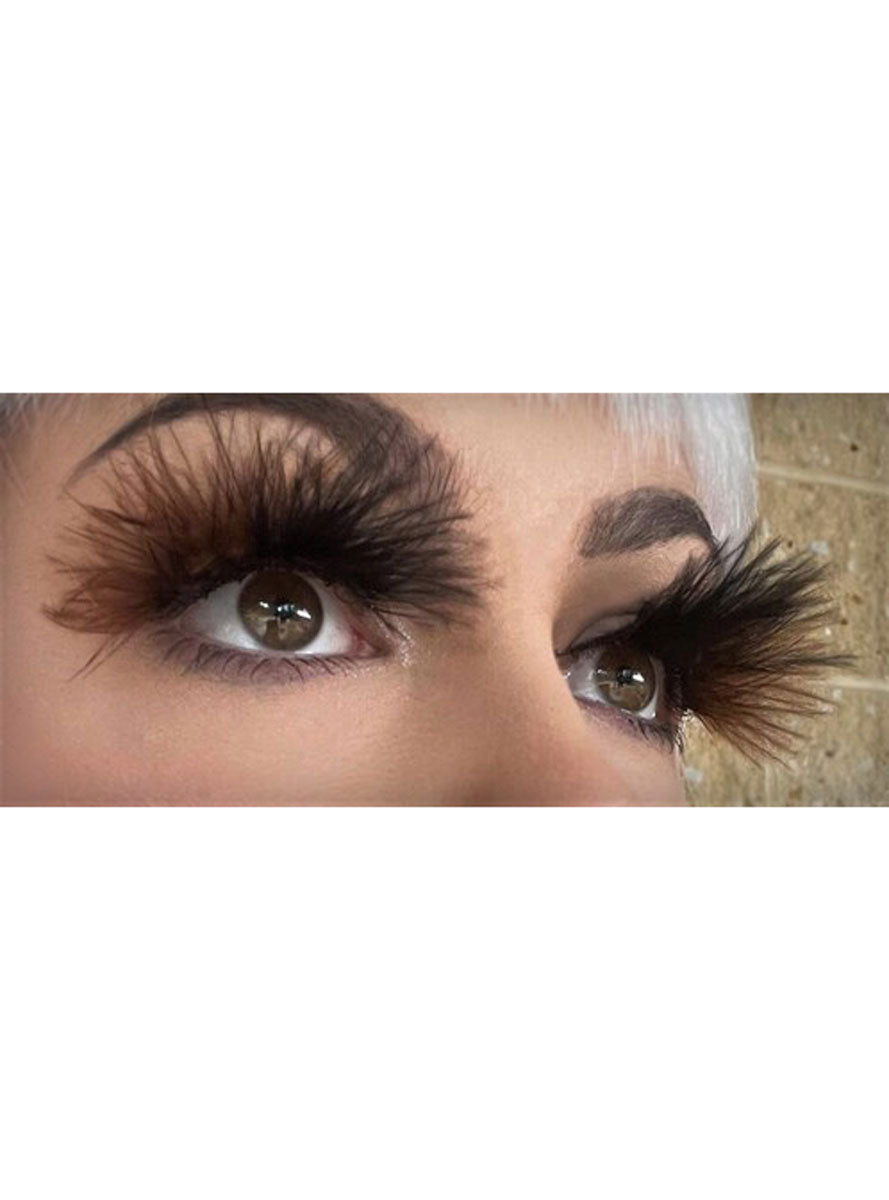 Fluffy Brown And Black Feather Stick On Eyelashes