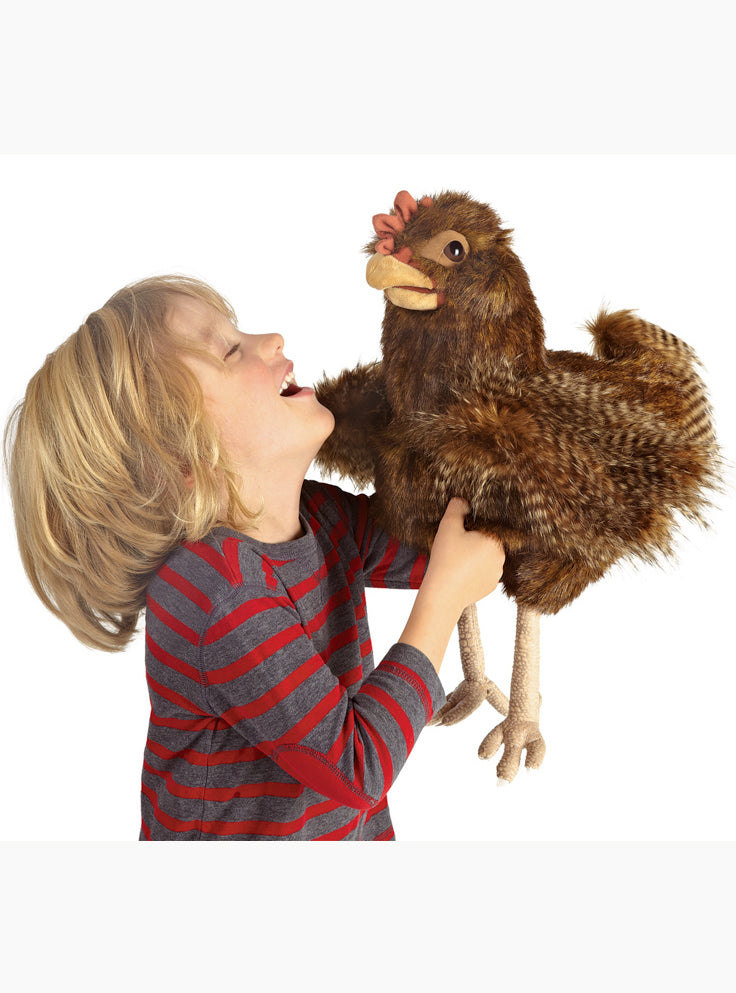 Fluffy Brown Hen Large Plush Puppet