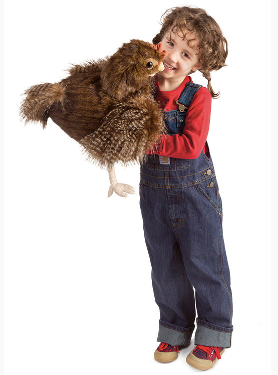 Fluffy Brown Hen Large Plush Puppet
