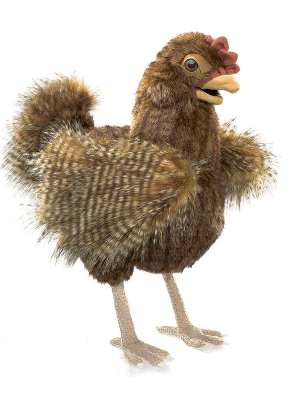 Fluffy Brown Hen Large Plush Puppet