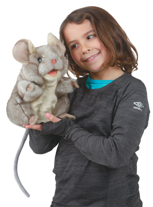 Fluffy Grey Mouse Hand Puppet - Alternate Image 1