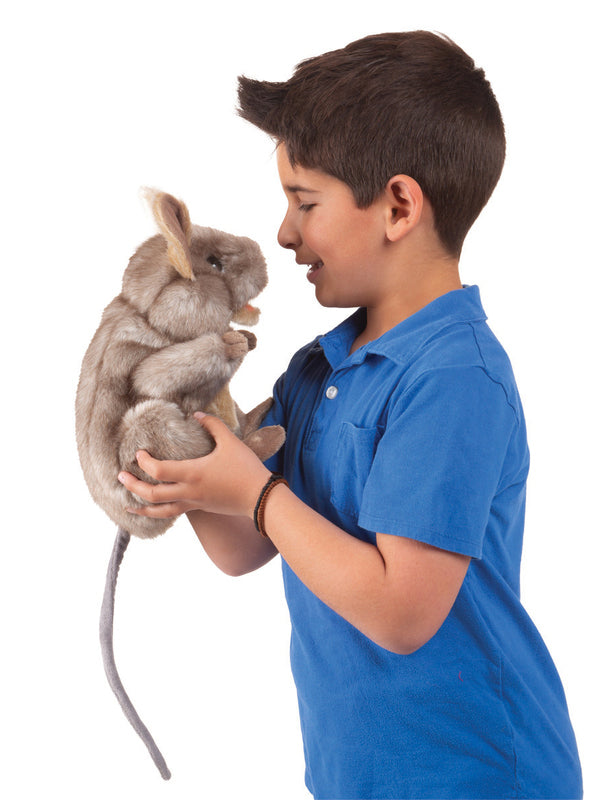 Fluffy Grey Mouse Hand Puppet - Alternate Image 3