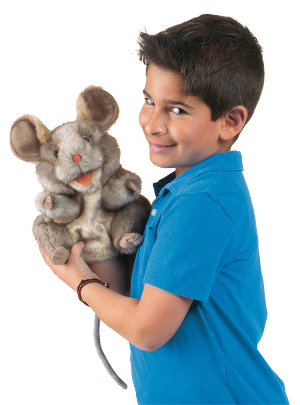 Fluffy Grey Mouse Hand Puppet - Alternate Image 4