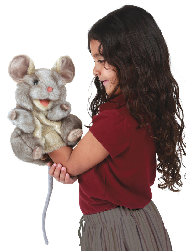 Fluffy Grey Mouse Hand Puppet - Alternate Image 6