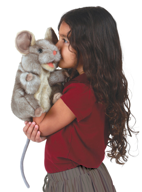 Fluffy Grey Mouse Hand Puppet - Alternate Image 7