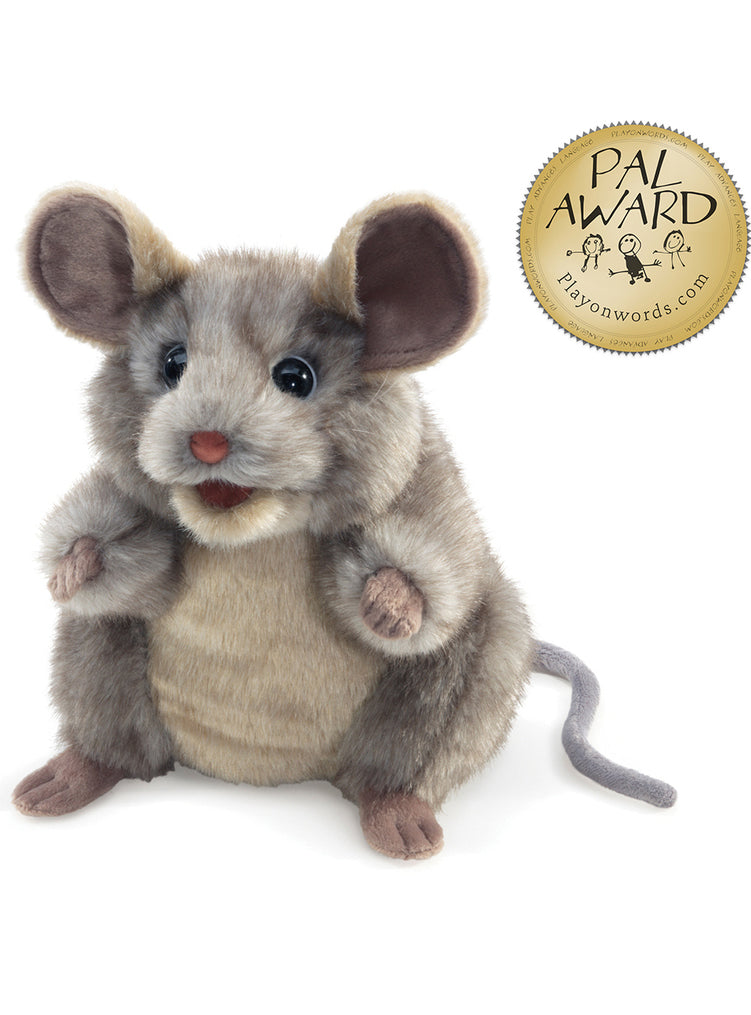 Fluffy Grey Mouse Hand Puppet - Main Image