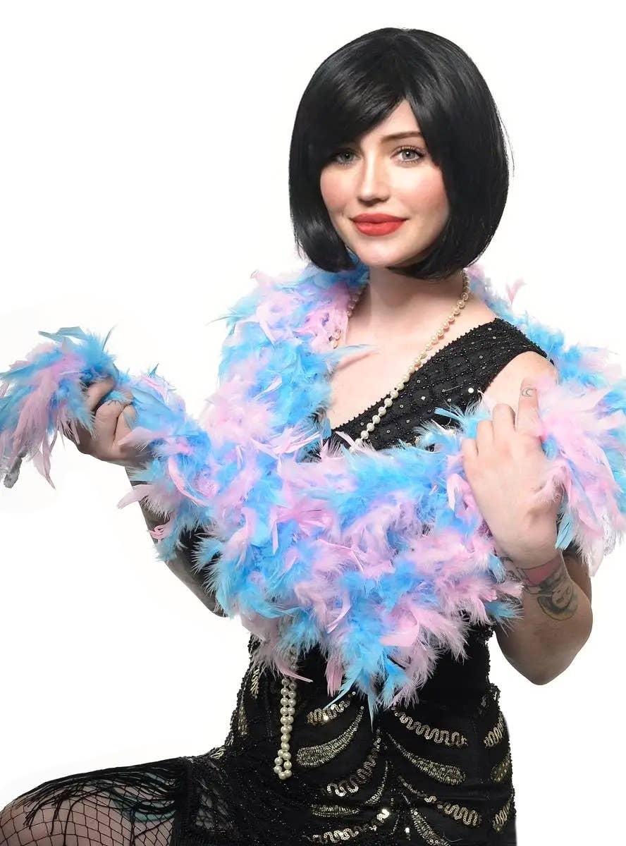 Image of Pastel Pink and Blue Fluffy Feather Boa Costume Accessory