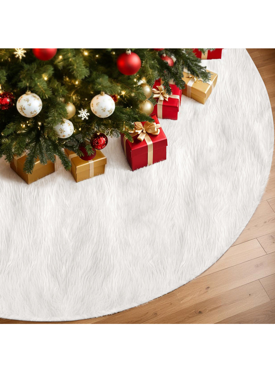 Fluffy Plush White 120cm Christmas Tree Skirt - Alternate Image 1