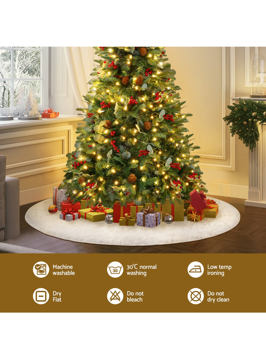 Fluffy Plush White 120cm Christmas Tree Skirt - Info Image 1