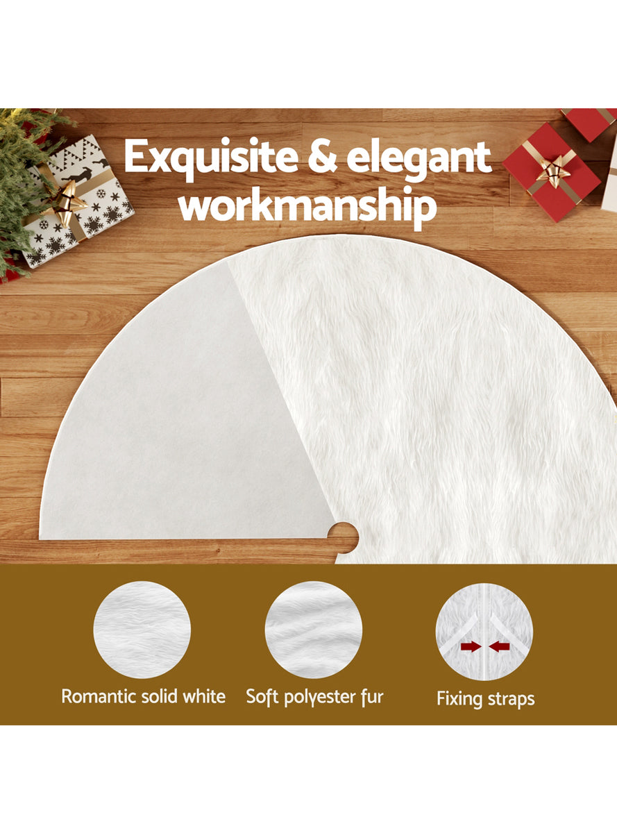 Fluffy Plush White 120cm Christmas Tree Skirt - Info Image 2