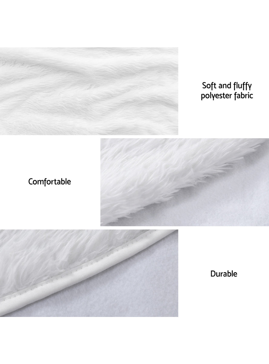 Fluffy Plush White 120cm Christmas Tree Skirt - Info Image 3
