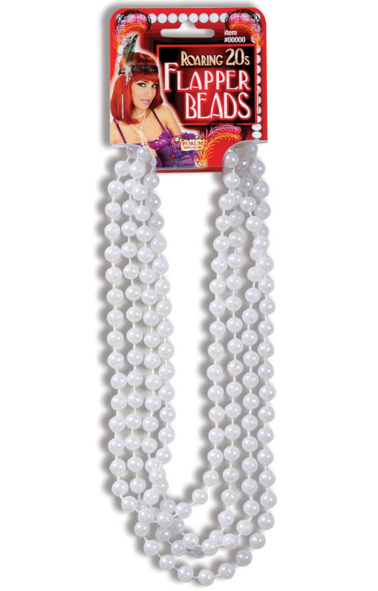 White Pearl Roaring 20s Flapper Beads Costume Accessory Main Image