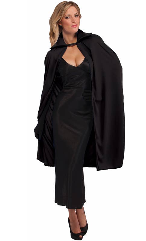 Adult's Classic Black Halloween Costume Cape with Stand Up Collar