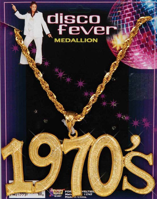 70s Disco Fever Gold Necklace Costume Accessory - Main Image