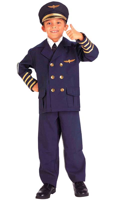 Toddler Plane Captain Navy Blue Costume Front View