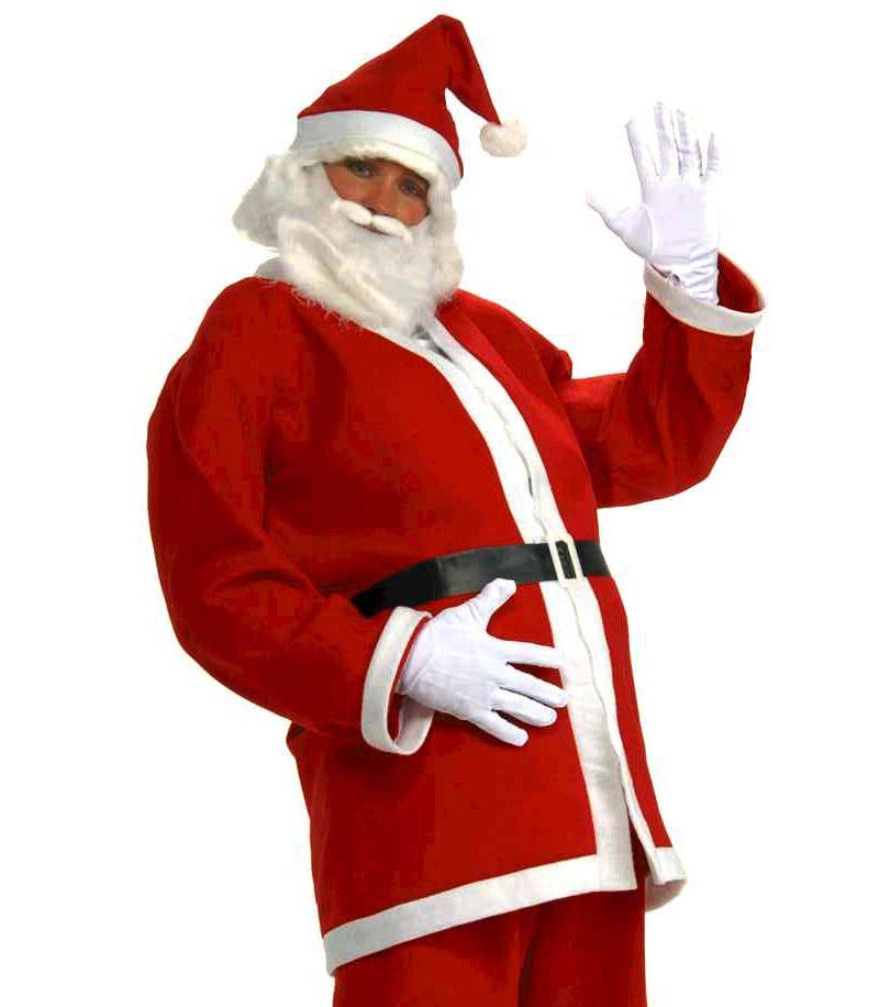 Affordable Red and White Fleece Santa Claus Costume for Men - Alternative Image