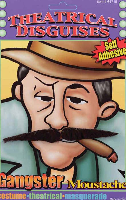 Self Adhesive 20's Mobster Black Costume Moustache