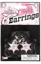 Silver and Pink Clip On Sheriff Cowgirl Earrings