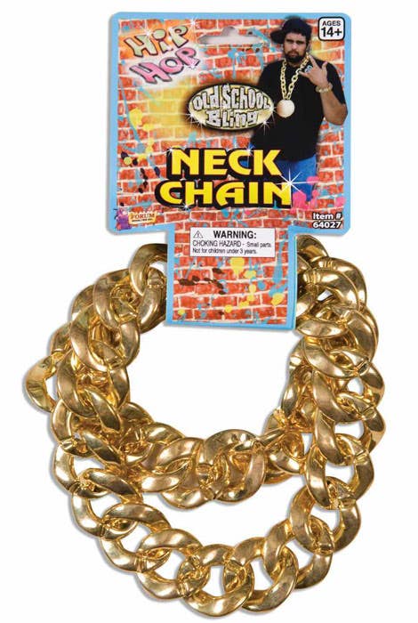 Chunky Gold Plastic Bling Chain Costume Necklace 