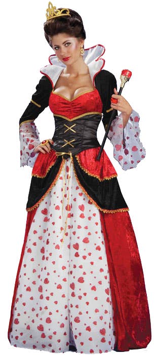 Queen Of Hearts Women's Storybook Fancy Dress Costume Front View