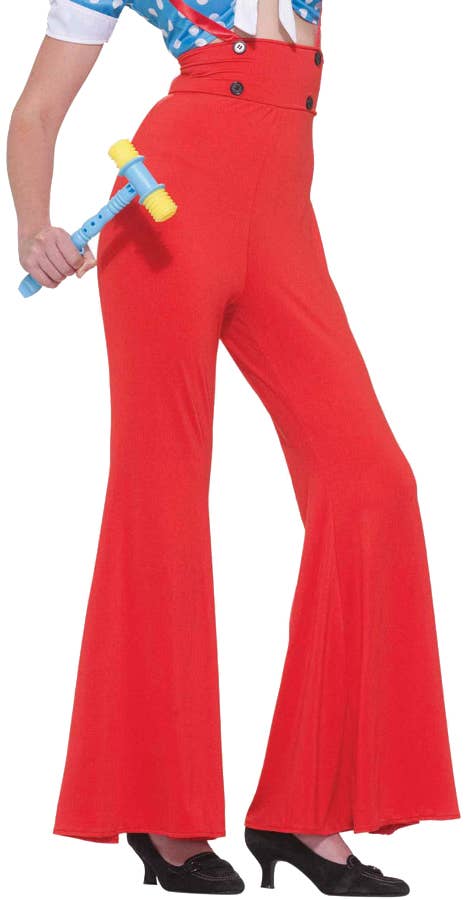 Rosie The Riveter Women's 1940's Red and Blue Fancy Dress Costume Front Close Up View