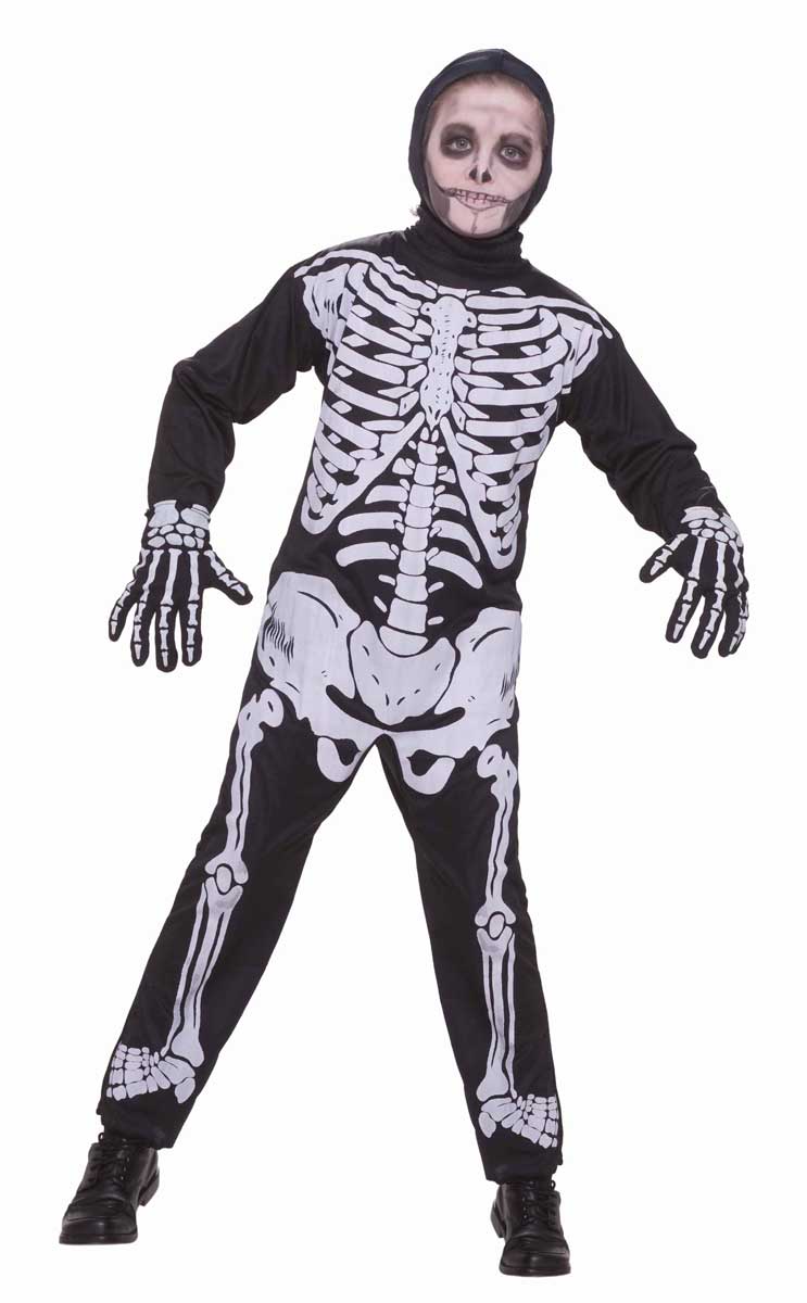 Boy's Skeleton Halloween Onesie Costume Front View