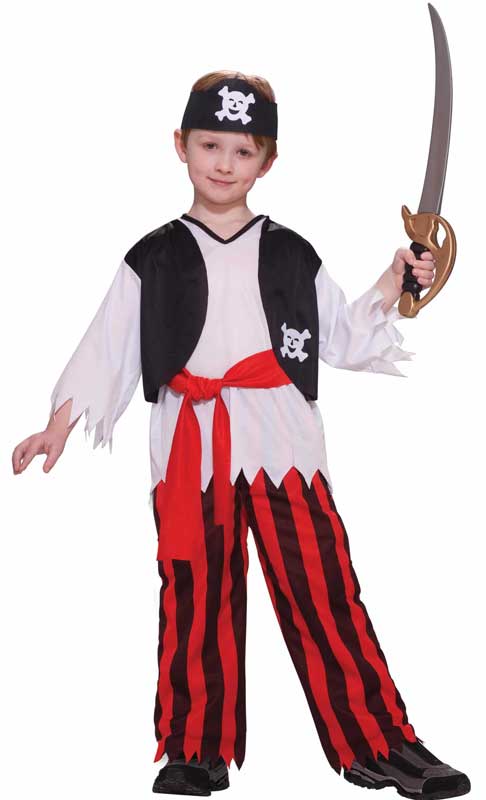 Striped Boy's First Mate Pirate Costume Front View