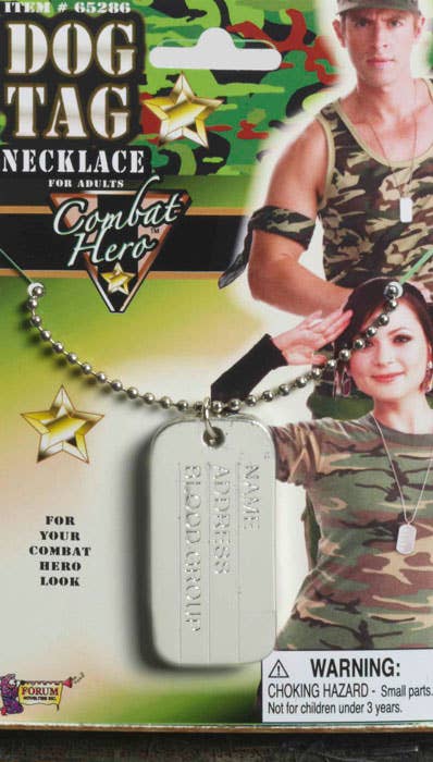 Silver Identification Army Dog Tags on Chain Necklace - Main View