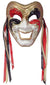 Full Face Comedy Masquerade Mask With Cracked Red Black and Gold Paint Details - View 1