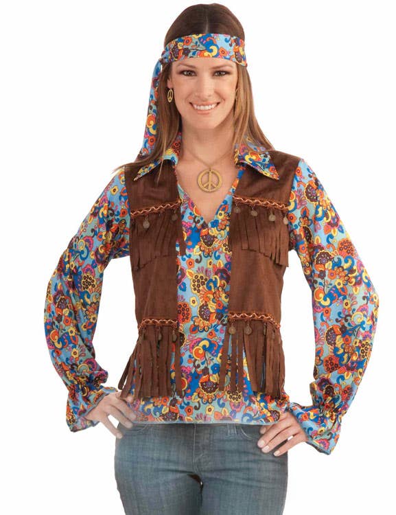 Retro Women's Hippy Fancy Dress Close Up