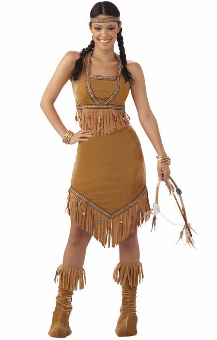 Native Indian Princess Fancy Dress Costume for Women - Main Image