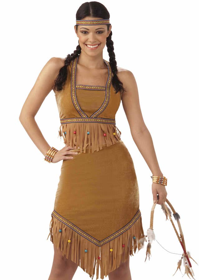 Native Indian Princess Fancy Dress Costume for Women - Close Image