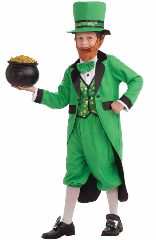Irish Boy's Green Leprechaun Fancy Dress Costume Front View