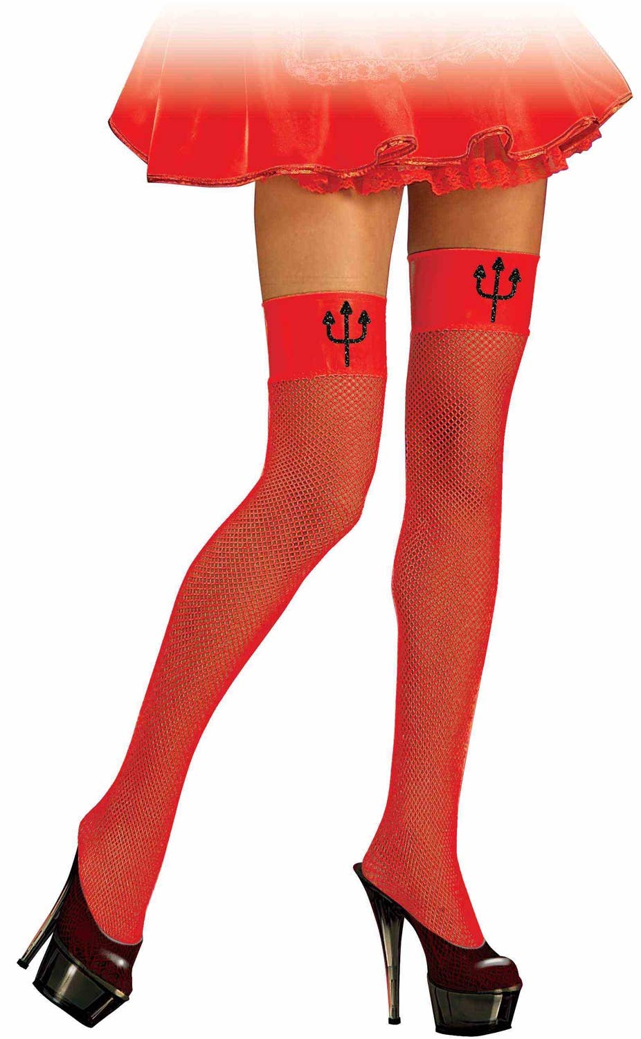 Sexy Devil Red Demon Flaming Red Stockings Pitchfork Costume Accessory Image