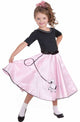 Pink and Black Girls Retro Poodle 50s Skirt Costume - Front View