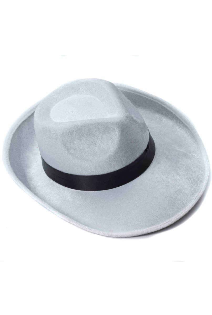 White Velour Teardrop Panama Fedora Gangster Costume Hat Main Image