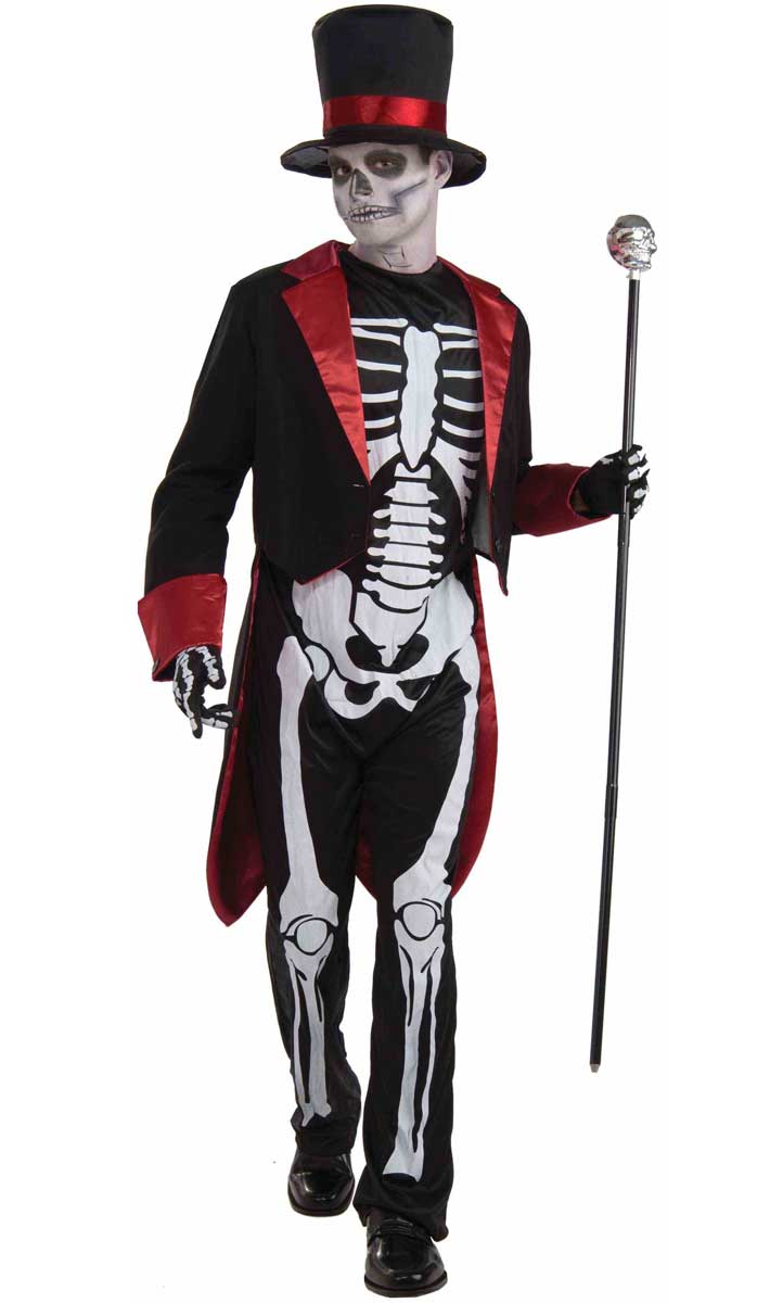 Teen Boy's Day of the Dead Skeleton Costume Front View