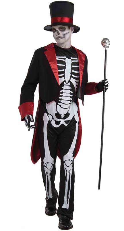 Boy's Black Skeleton Day of the Dead Costume Front View