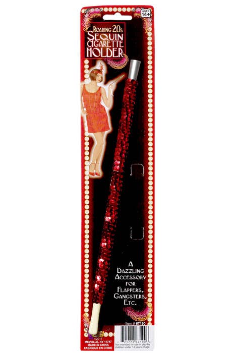 Red Sequin 1920's Cigarette Holder Costume Accessory - Main View