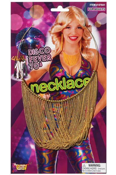 70's Gold Looped Chains  Disco Costume Necklace