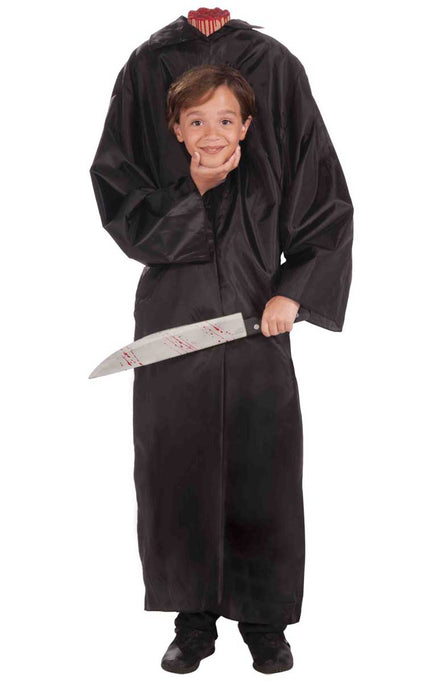 Headless Boy's Black Halloween Costume Front View
